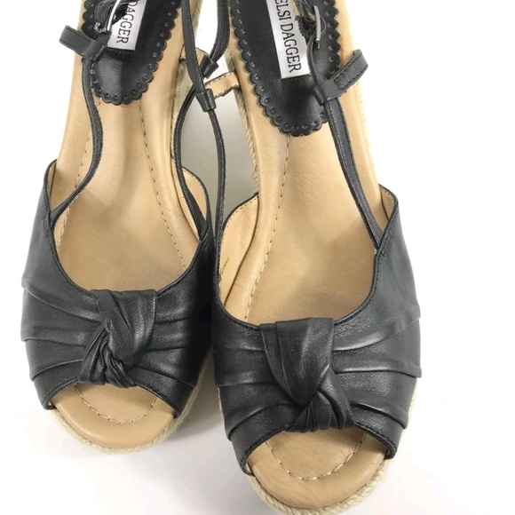 Kelsi Dagger Womens Black Open Toe Wedges - Picture 7 of 7